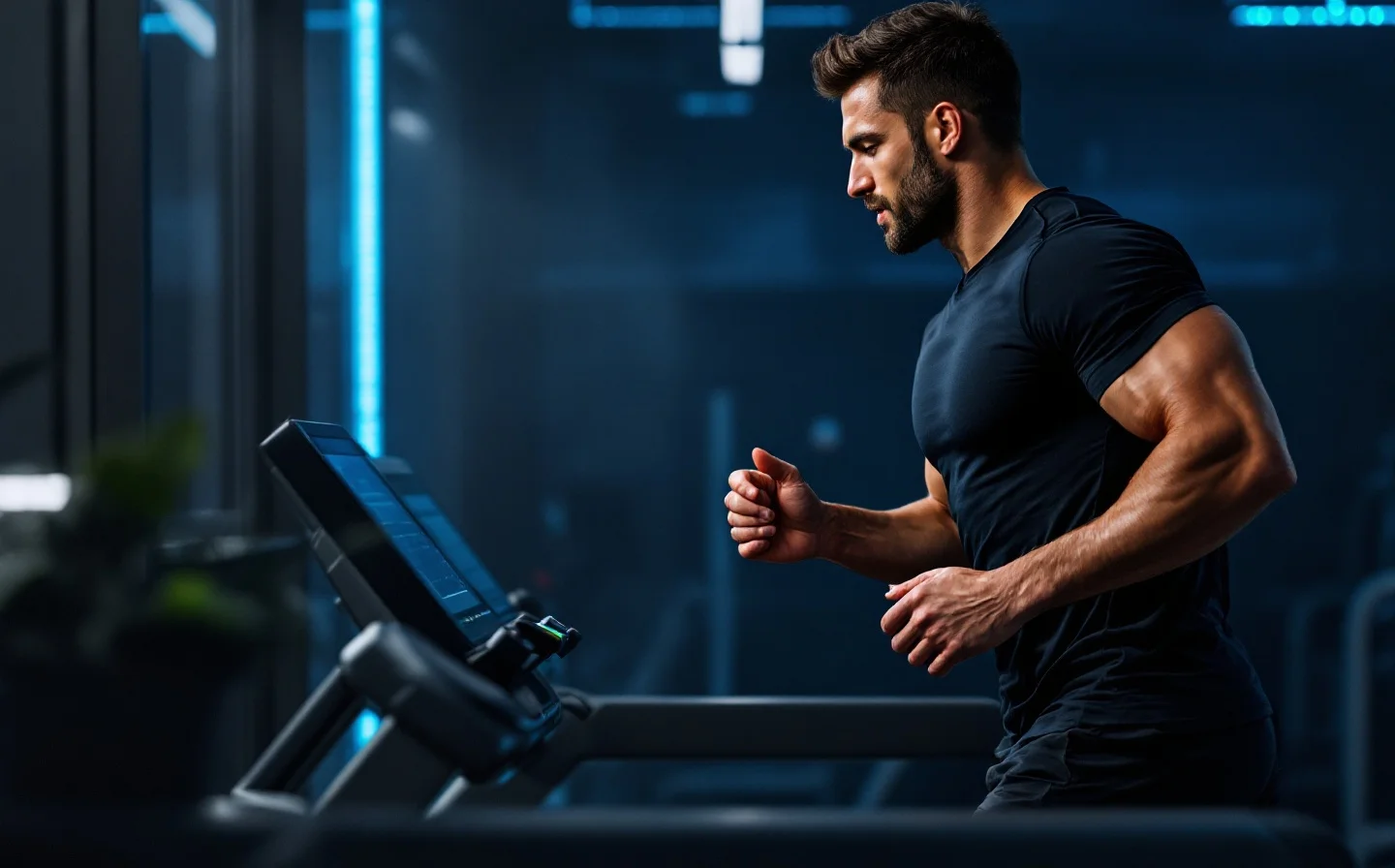 Man training with focus and energy